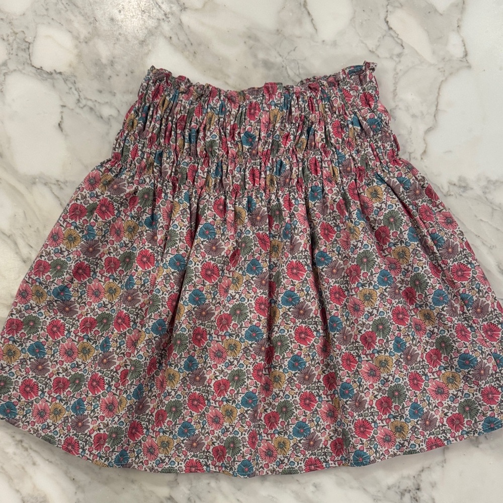 Bella Bliss Smocked Waist Floral Cotton Skirt - Pink Multi